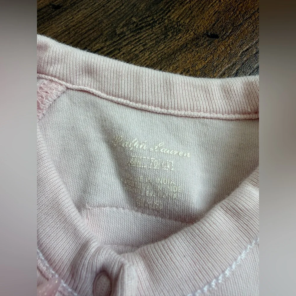 Bundle of Ralph Lauren Girls Pink Footie and Cable Knit Cardigan Size 6 Months